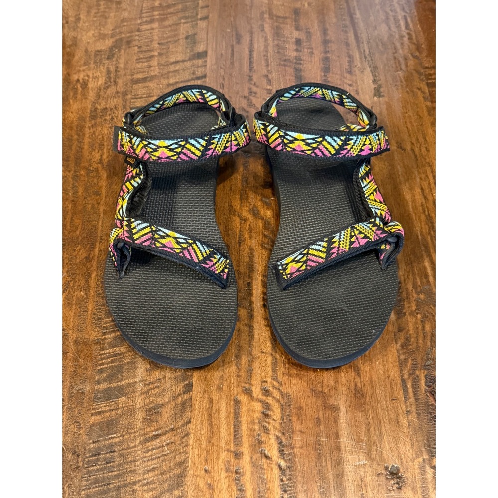 Teva Original Universal Sandals Women 10 Geometric Pink Yellow Blue 1003987